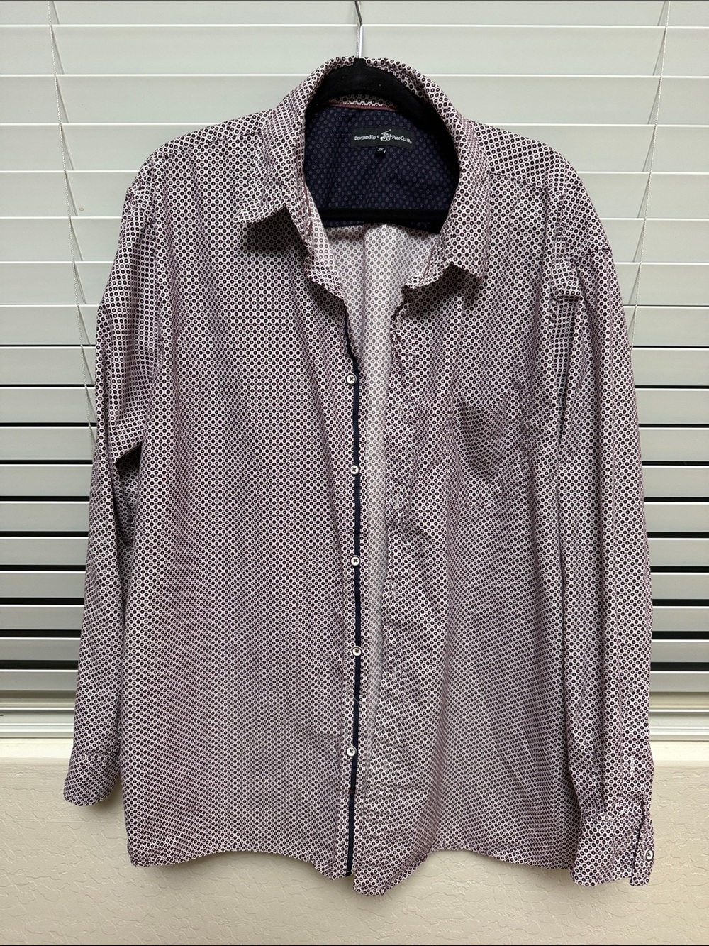 Beverly Hills Polo Club. Relaxed Fit Men’s Long Sleeve Geo Print Shirt -